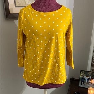 St. John's Bay Yellow Polka Dot Long Sleeve Top